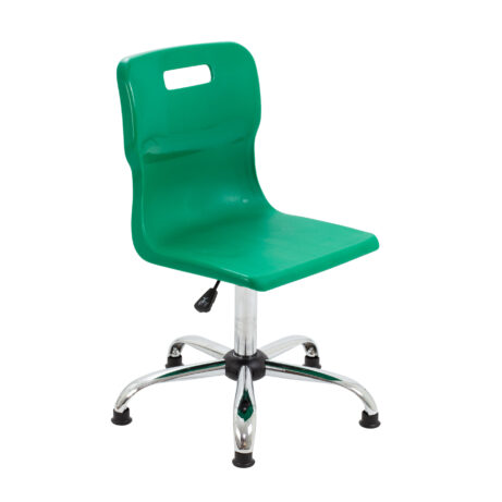 Titan Swivel Senior Chair, Size 5-6, Green seat with Chrome base and glides.