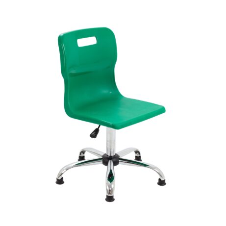 Titan Swivel Senior Chair, Size 5-6, Green seat with Chrome base and glides.