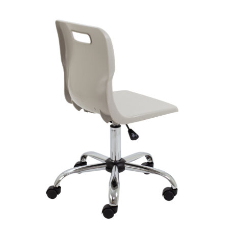 Titan Swivel Senior Chair with chrome base and five castors, featuring height adjustment and ergonomic design for education.