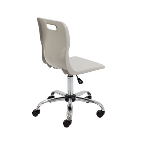 Titan Swivel Senior Chair with chrome base and five castors, featuring height adjustment and ergonomic design for education.