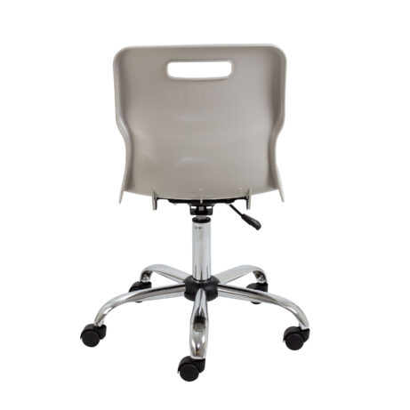 Titan Swivel Senior Chair with chrome base, five castors, and anti-tilt design, suitable for educational seating.