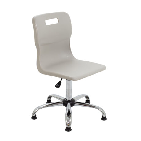 Titan Swivel Senior Chair with chrome base and glides, size 5-6, grey seat colour.