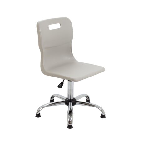 Titan Swivel Senior Chair with chrome base and glides, size 5-6, grey seat colour.