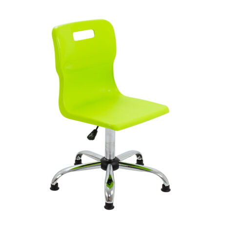 Titan Swivel Senior Chair, Size 5-6, lime seat, chrome base with glides.