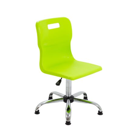 Titan Swivel Senior Chair, Size 5-6, lime seat, chrome base with glides.