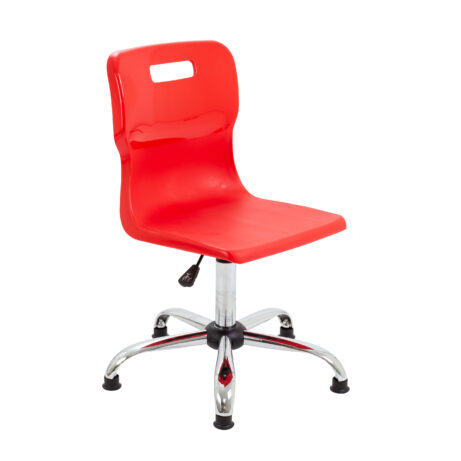 Titan Swivel Senior Chair, Size 5-6, Red seat, Chrome base with glides.