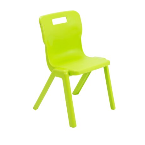 Titan One Piece Chair, Size 4, in vibrant Lime color with a sleek design and sturdy legs.