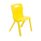 Titan One Piece Chair, Size 4, in vibrant yellow, features a sturdy design with a handle for easy portability.