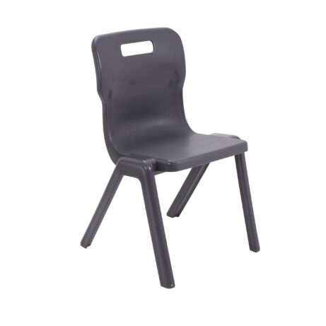 Titan One Piece Chair in Size 5, featuring a charcoal finish and a sturdy plastic seat and legs.