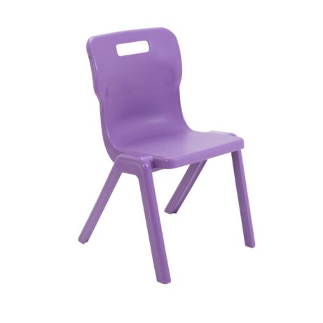 Titan One Piece Chair, Size 5, in vibrant purple, made with durable plastic for durability and easy cleaning.