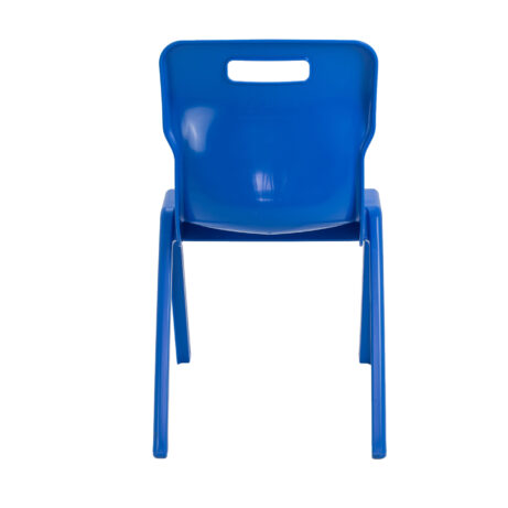 Blue Titan Antibacterial One Piece Chair with carry handle, stackable, and designed for educational seating.