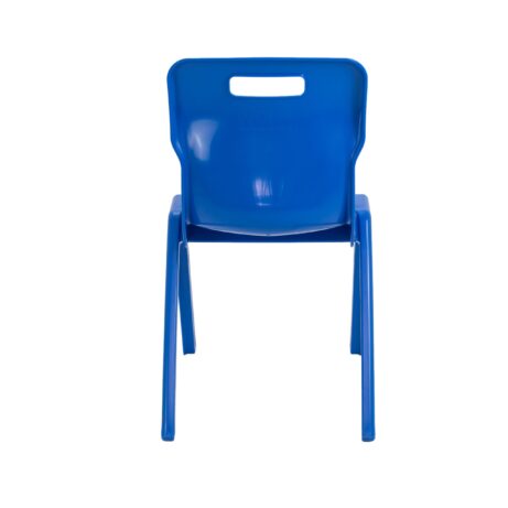Blue Titan Antibacterial One Piece Chair with carry handle, stackable, and designed for educational seating.