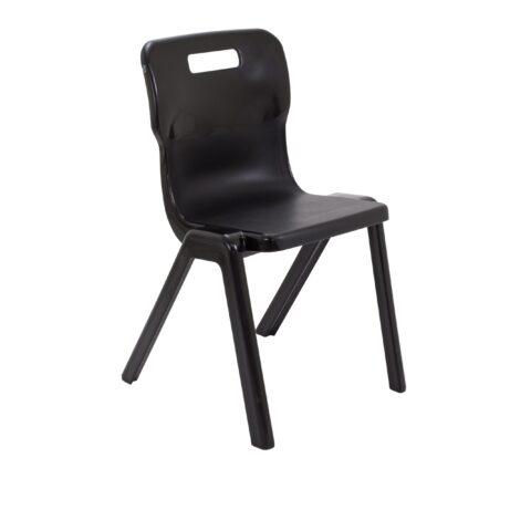 Titan One Piece Chair, Size 6, featuring a sleek black design and sturdy plastic construction.