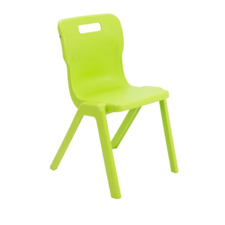 Titan One Piece Chair in Size 6, vibrant lime color, featuring a smooth, curved design and sturdy legs.