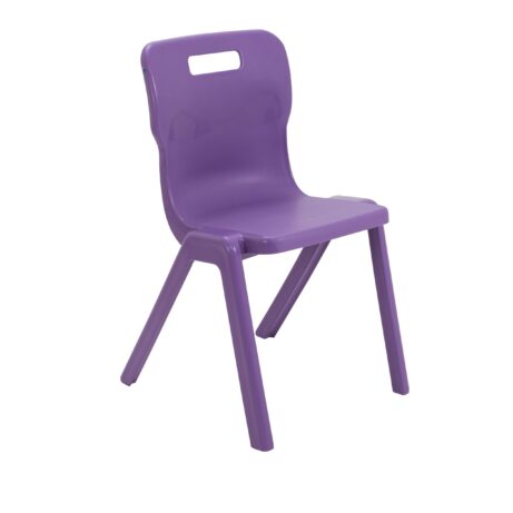 Titan One Piece Chair, Size 6, in vibrant purple, featuring a sleek design and sturdy legs.