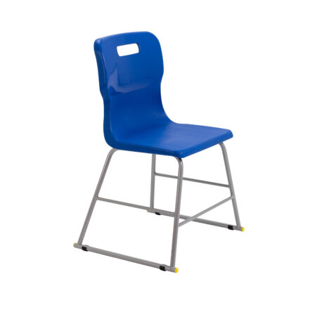 Titan High Chair, Size 3, in blue with a sleek plastic seat and metal frame. Ideal for educational settings.