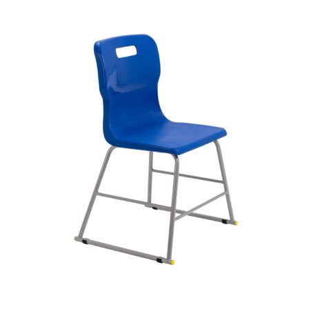 Titan High Chair, Size 3, in blue with a sleek plastic seat and metal frame. Ideal for educational settings.