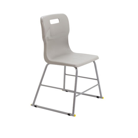 Titan High Chair, Size 3, Grey seat with a steel frame and yellow accents. Ideal for classrooms or versatile seating.