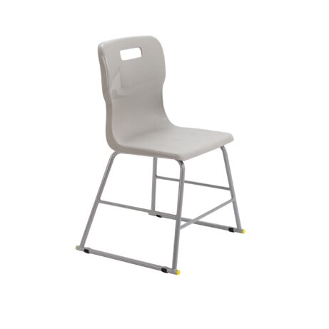Titan High Chair, Size 3, Grey seat with a steel frame and yellow accents. Ideal for classrooms or versatile seating.