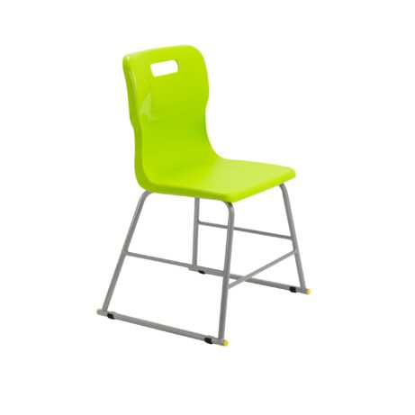 Titan High Chair, Size 3, in vibrant lime with a sturdy gray metal frame.