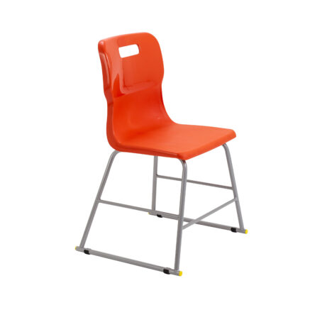 Titan High Chair Size 3 in orange with a gray metal frame and anti-slip feet. Ideal for classrooms and play areas.