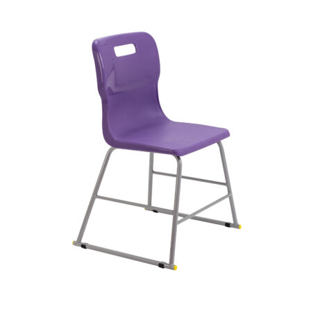 Titan High Chair Size 3 in purple with a sturdy metal frame and built-in handle for easy transport.
