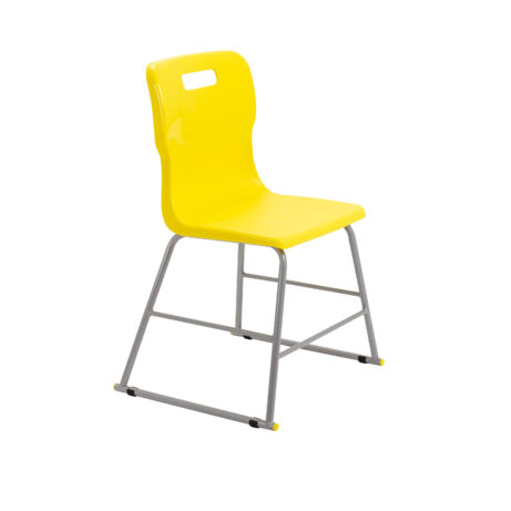 Titan High Chair, Size 3, Yellow, with a sturdy grey metal frame and a comfortable molded seat.