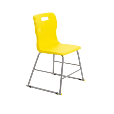 Titan High Chair, Size 3, Yellow, with a sturdy grey metal frame and a comfortable molded seat.