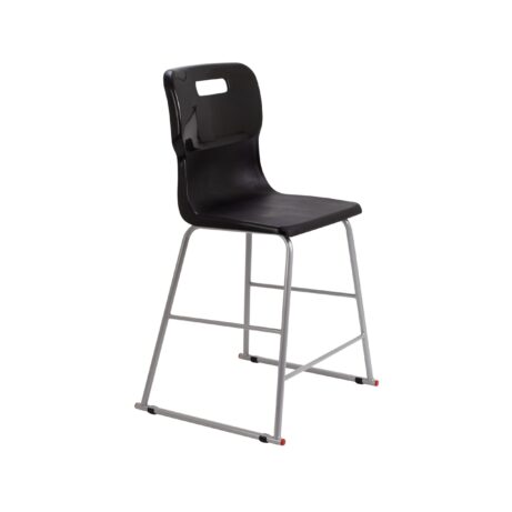 Titan High Chair, Size 4, in black with a sleek plastic seat and sturdy metal frame.