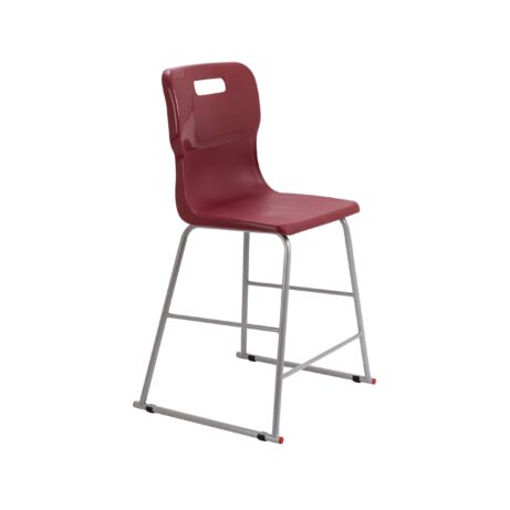 Titan High Chair, Size 4, in burgundy with a sturdy metal frame and ergonomic seat design.