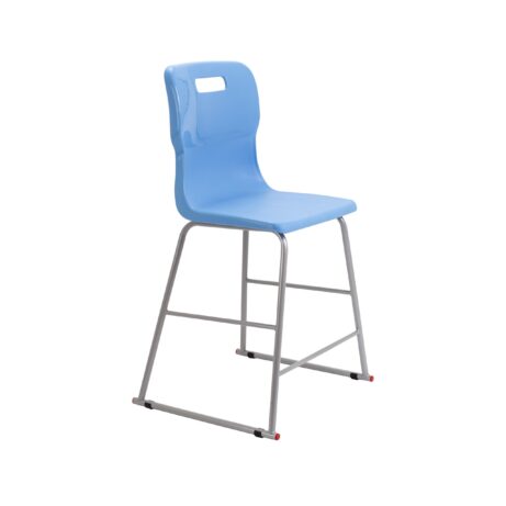 Titan High Chair, Size 4, in Sky Blue with a sturdy metal frame and molded plastic seat.