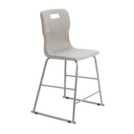 Titan High Chair, Size 4, Grey, featuring a plastic seat and metal frame with a modern design.