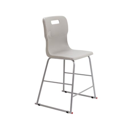Titan High Chair, Size 4, Grey, featuring a plastic seat and metal frame with a modern design.