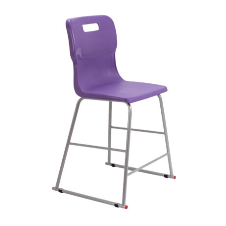 Titan High Chair, Size 4, in vibrant purple with a sturdy silver frame and a simple, modern design.