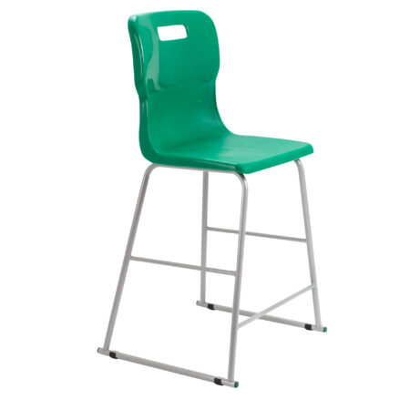 Titan High Chair Size 5 in green with a plastic seat and lightweight silver metal frame.