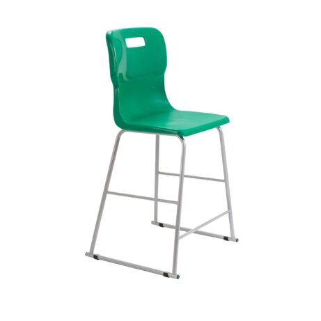 Titan High Chair Size 5 in green with a plastic seat and lightweight silver metal frame.