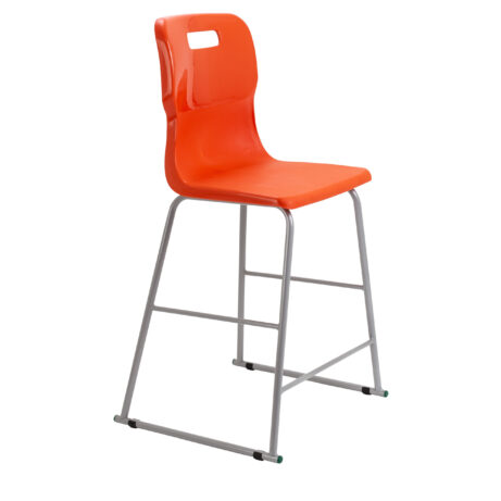 Titan High Chair, Size 5, in vibrant orange with a gray metal frame.