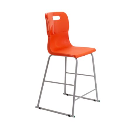 Titan High Chair, Size 5, in vibrant orange with a gray metal frame.
