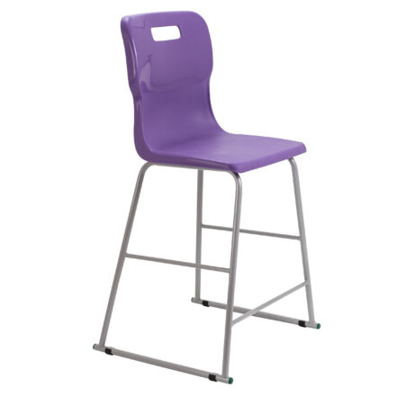 Titan High Chair Size 5 in purple with a sleek design and metal frame. Ideal for classrooms or cafeteria settings.