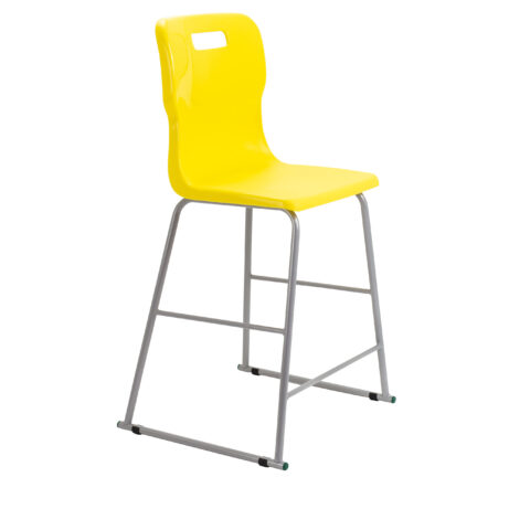 Titan High Chair, Size 5, in bright yellow with a metal frame and ergonomic design. Ideal for educational settings.