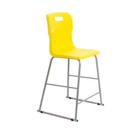 Titan High Chair, Size 5, in bright yellow with a metal frame and ergonomic design. Ideal for educational settings.