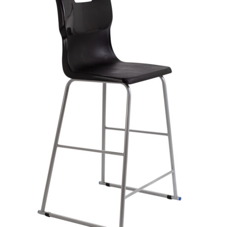 Titan High Chair Size 6 in black, featuring a sleek plastic seat and a sturdy metal frame.