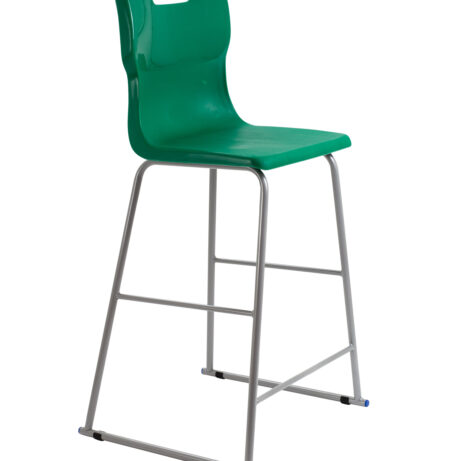 Titan High Chair, Size 6, green plastic seat with a metal frame and footrest. Ideal for classrooms or dining areas.