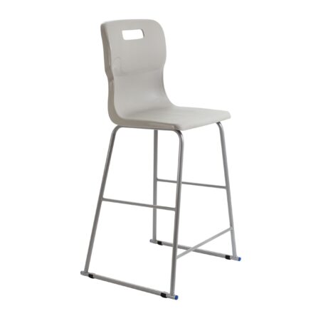 Titan High Chair, Size 6, in Grey with a sleek plastic seat and metallic frame.