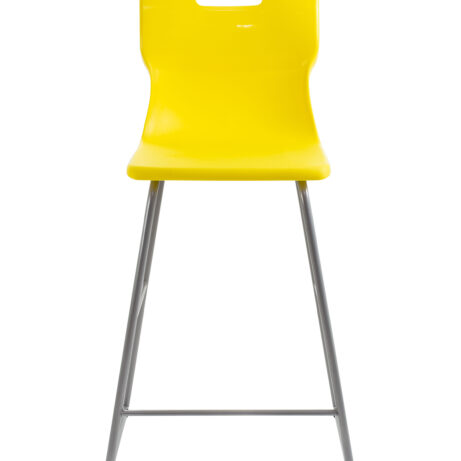 Titan High Chair in bright yellow, featuring an easy-clean surface and anti-slip base, designed for classroom use.