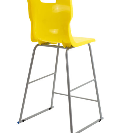 Titan High Chair in yellow with a grey frame, designed for educational settings with lumbar support and easy-clean surface.