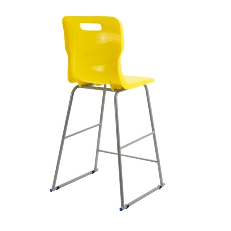 Titan High Chair in yellow with a grey frame, designed for educational settings with lumbar support and easy-clean surface.