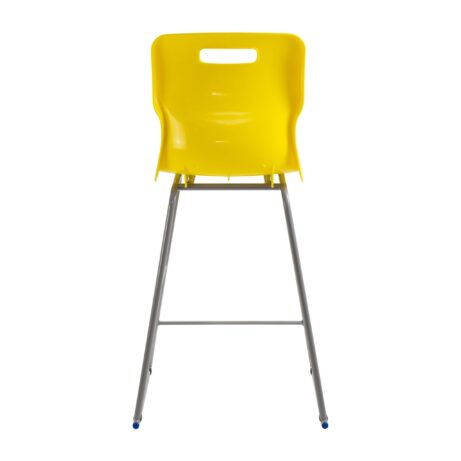 Titan High Chair in yellow with a grey metal frame, featuring a lumbar-supportive design and easy-clean surface.