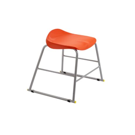 Titan Stool in Size 3, featuring a grey frame and an orange seat. Modern and versatile design for various settings.