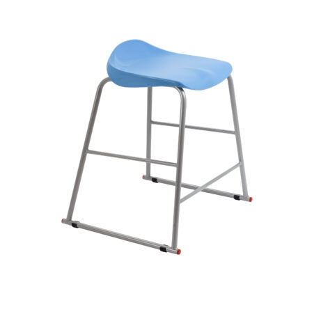 Titan Stool, Size 4, grey frame with sky blue seat, sleek design suitable for commercial or office use.